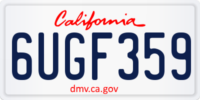 CA license plate 6UGF359