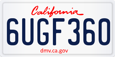 CA license plate 6UGF360