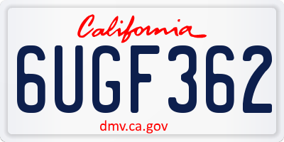 CA license plate 6UGF362