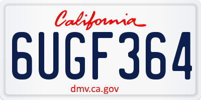 CA license plate 6UGF364