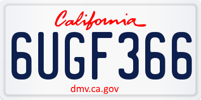 CA license plate 6UGF366