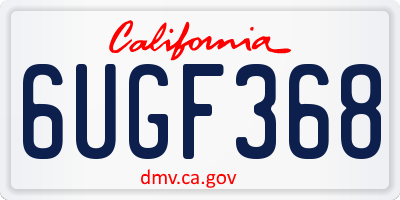 CA license plate 6UGF368