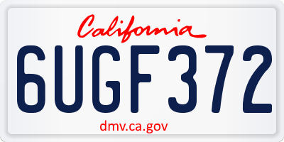 CA license plate 6UGF372