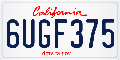 CA license plate 6UGF375