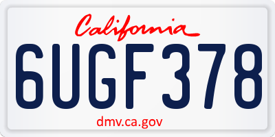 CA license plate 6UGF378