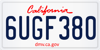 CA license plate 6UGF380