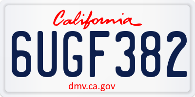CA license plate 6UGF382