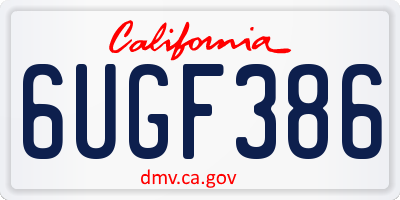 CA license plate 6UGF386