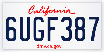 CA license plate 6UGF387