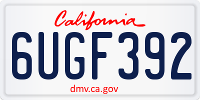 CA license plate 6UGF392