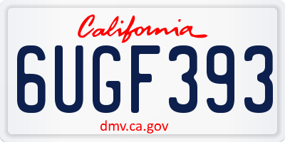 CA license plate 6UGF393