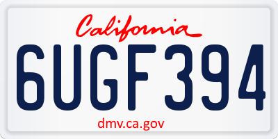 CA license plate 6UGF394