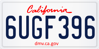 CA license plate 6UGF396