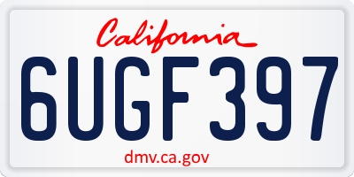 CA license plate 6UGF397