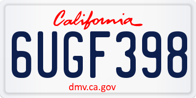 CA license plate 6UGF398