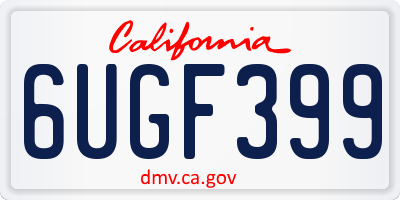 CA license plate 6UGF399