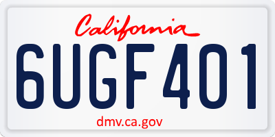 CA license plate 6UGF401