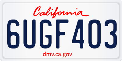 CA license plate 6UGF403
