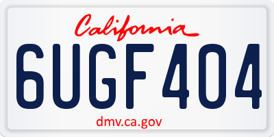 CA license plate 6UGF404