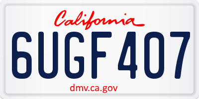 CA license plate 6UGF407