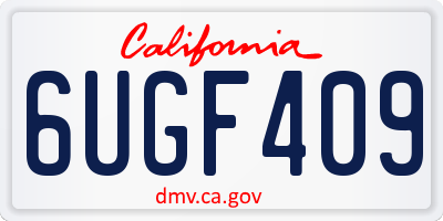 CA license plate 6UGF409