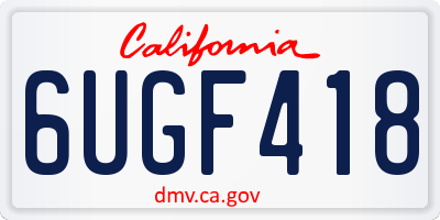CA license plate 6UGF418