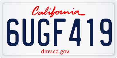 CA license plate 6UGF419