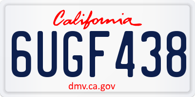CA license plate 6UGF438