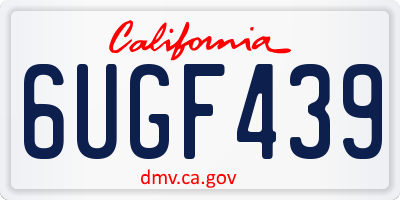 CA license plate 6UGF439