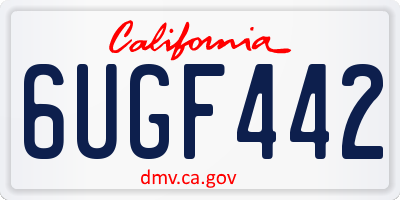 CA license plate 6UGF442