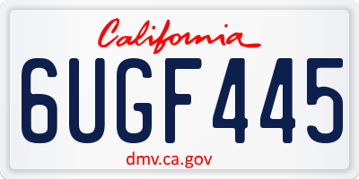CA license plate 6UGF445