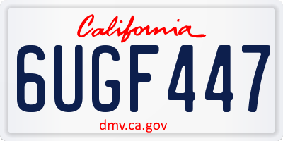 CA license plate 6UGF447