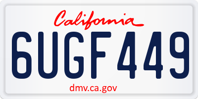 CA license plate 6UGF449