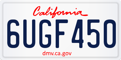 CA license plate 6UGF450