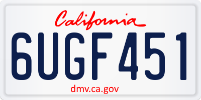 CA license plate 6UGF451
