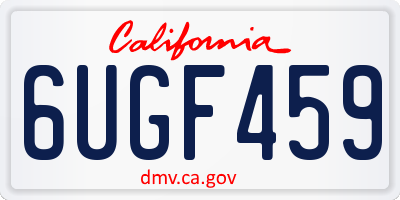 CA license plate 6UGF459
