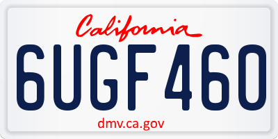 CA license plate 6UGF460