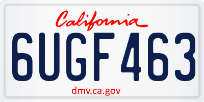 CA license plate 6UGF463