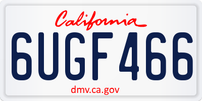 CA license plate 6UGF466