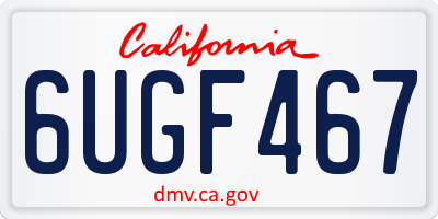 CA license plate 6UGF467