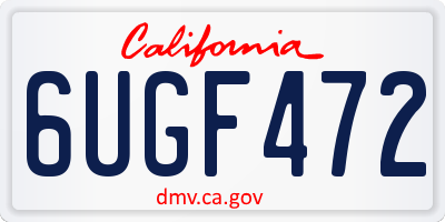 CA license plate 6UGF472