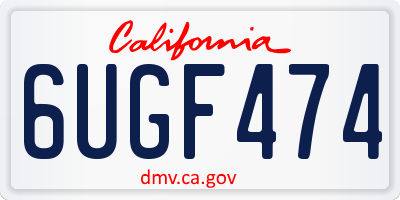 CA license plate 6UGF474
