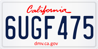 CA license plate 6UGF475