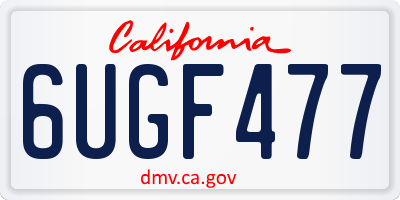CA license plate 6UGF477