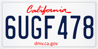 CA license plate 6UGF478
