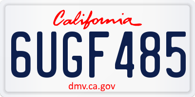 CA license plate 6UGF485