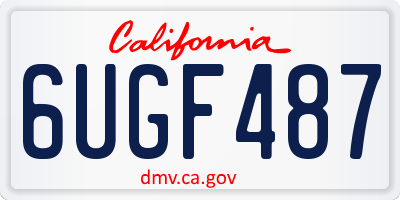 CA license plate 6UGF487