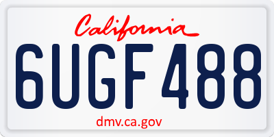 CA license plate 6UGF488