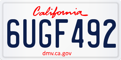 CA license plate 6UGF492