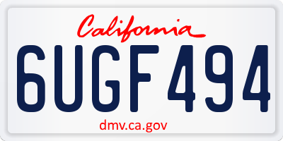CA license plate 6UGF494
